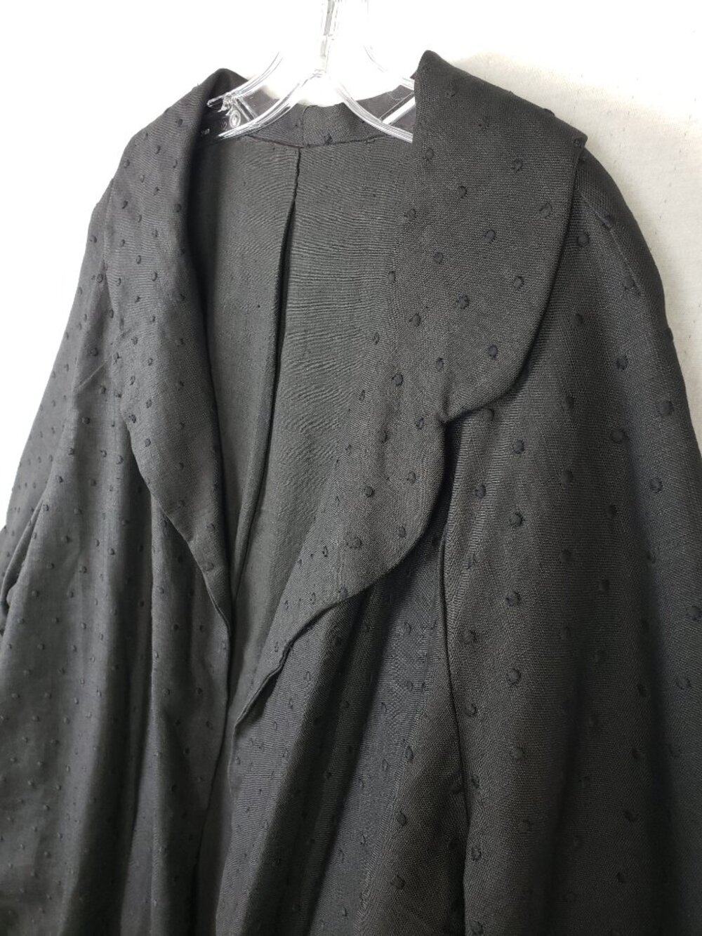 Linen Duster Coat Kimono Open Front Embroidered Polka Dot Oversized O/S 1X 2X 3X - Picture 4 of 14